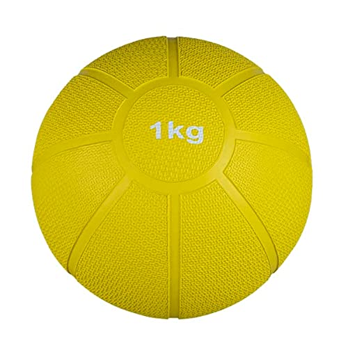 Medizinball | Fitnessball | Gewichtsball | Fitness und Rehabilitation | Krafttraining | Erhältlich in 1kg, 2kg, 3kg, 4kg und 5kg | Für Physiotherapie | Hohe Geschwindigkeit, explosive Kraft und Ausdauer | Matchu Sports (Gelb - 1kg)  
