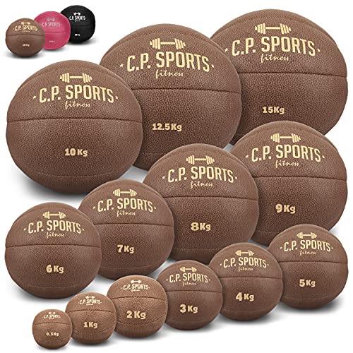C.P. SPORTS Medizinball aus hochwertigem Kunstleder - Fitness Ball, Trainingsball, Gewichtsball, Slamball, Wallball, Gewichtsbälle für individuelles Training - Gewicht: 4 KG - Farbe: Schwarz  